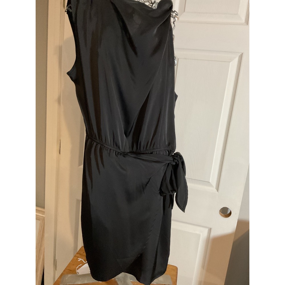 Pretty Garden Black Faux Wrap Midi Dress Tie Waist Sleeveless XL